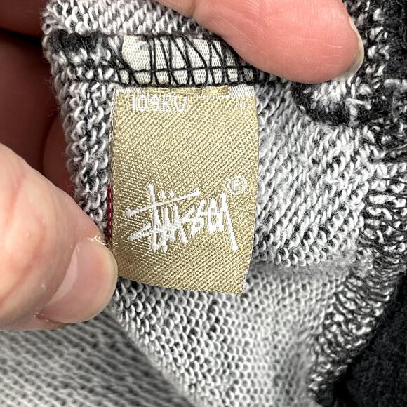 VTG Y2K Stussy Boat Neck Crown Logo Graphic Sweatshirt Gray Small Streetwear - Picture 6 of 10